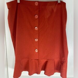 NYCC Burnt Orange Midi Skirt with Button Detail